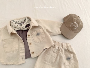 【valu bebe】ワッペンポイントシャツジャケット クリーム 70〜110cm