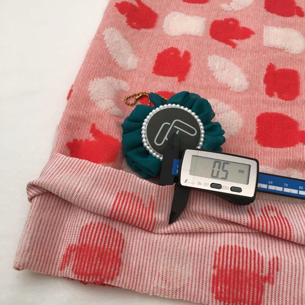 綿ポリ混パイルジャガードニット生地-1ｍ-curl tricot　KX/6812