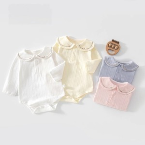 【BABY】パステルカラー丸襟ロンパース