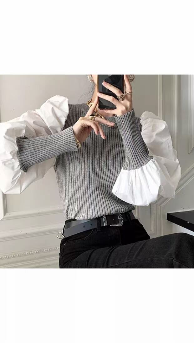 異素材ドッキングニット AJ−1079-E02