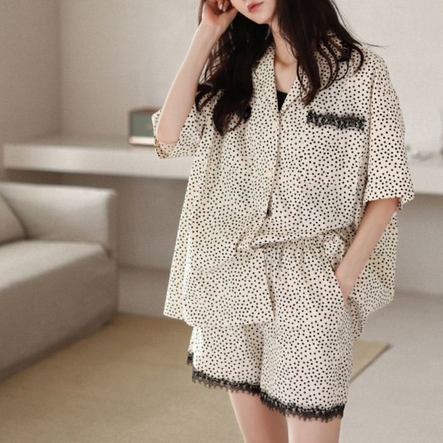 【M-XL】monotone star pattern cardigan style pajamas p901