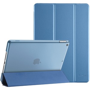 【在庫処分】ProCase iPad 9/8/7 ケース (2021 2020 2019) 半透明バックカバー スマートカバー 軽量 三つ折りスタンド iPad 10.2 対応 -ブルー