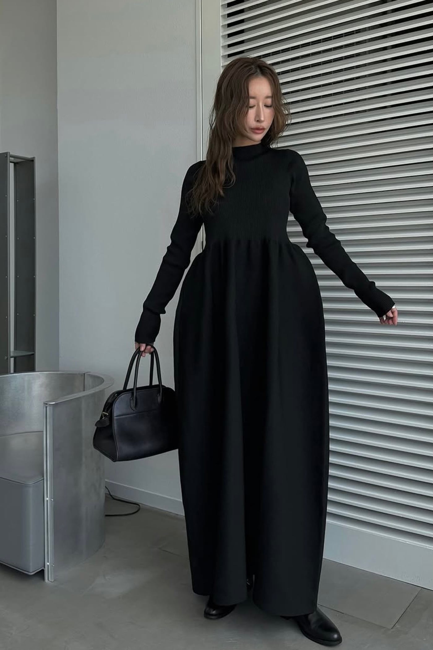 Hella cut jacquard patchwork dress black