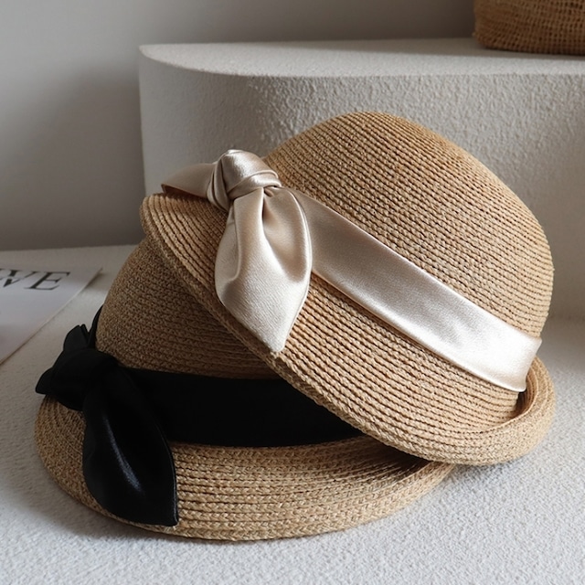 Ribbon straw pluton hat　B534