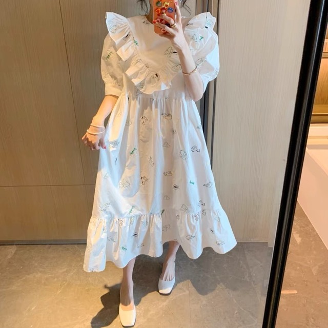 白 フリル ワンピース ゆったり Loveysmileshop 白 フリル ワンピース ゆったり Loveysmileshop