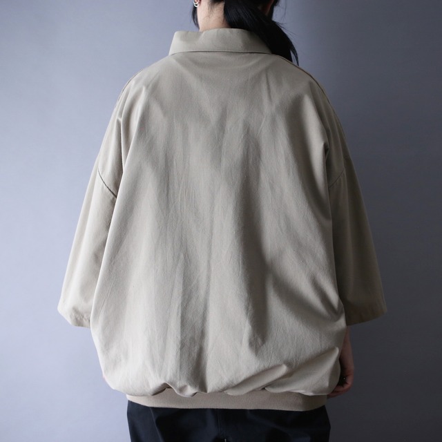 XX over silhouette different material switching design shirt pullover