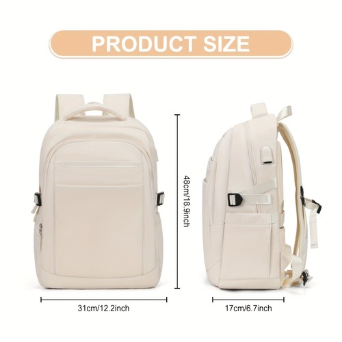 シンプルなリュック 学校用 仕事用 バックパック ラップトップポケット付き 大容量 USB充電ポート付き アウトドアトラベルラックサック