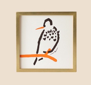 BIRDS WORDS POSTER 20 額装タイプ［GOLD］/LETTER PRESS POSTER [HASHIMOTO NAOKO] HN-bird