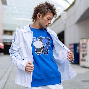 SALE 送料無料 【HIPANDA ハイパンダ】メンズ クルーネック スウェット トレーナー MEN'S CREW NECK SWEAT SHIRT / BLUE・WHITE