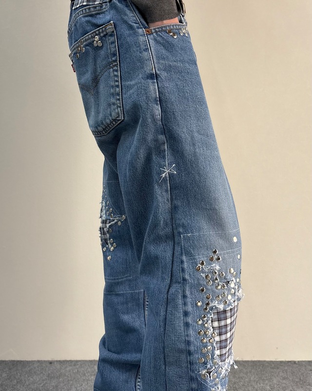 【Hannah Creak】Studded Jeans Wide Leg