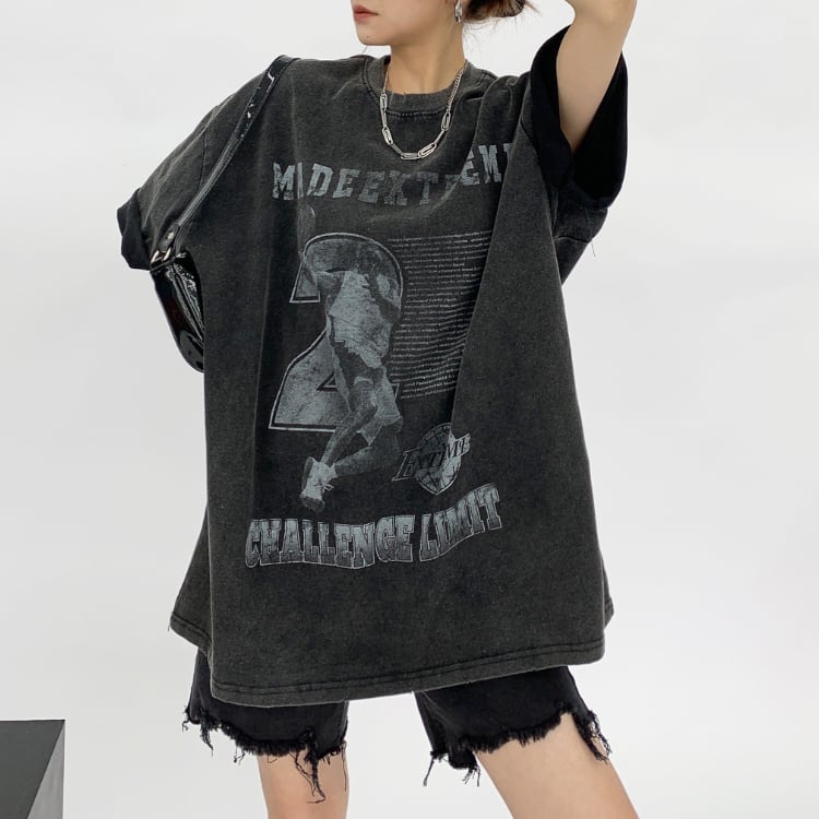 プリント柄 半袖 ビッグシルエット Tシャツ L60078