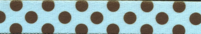 2 インチ Blue & Brown Polka Dot　首輪＋リードセット Sサイズ - Yellow Dog Design