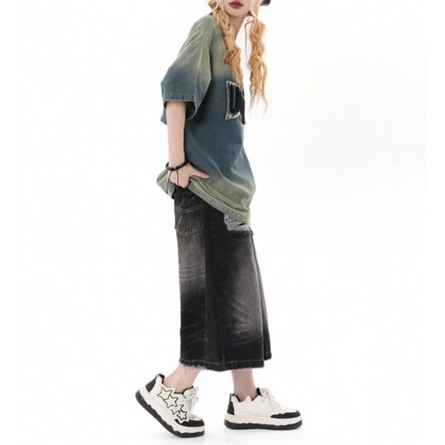 ダメージパッチロゴフェードグラデーションT 1col   R01755