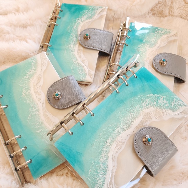 457.オーシャンレジンアート 手帳型ノート