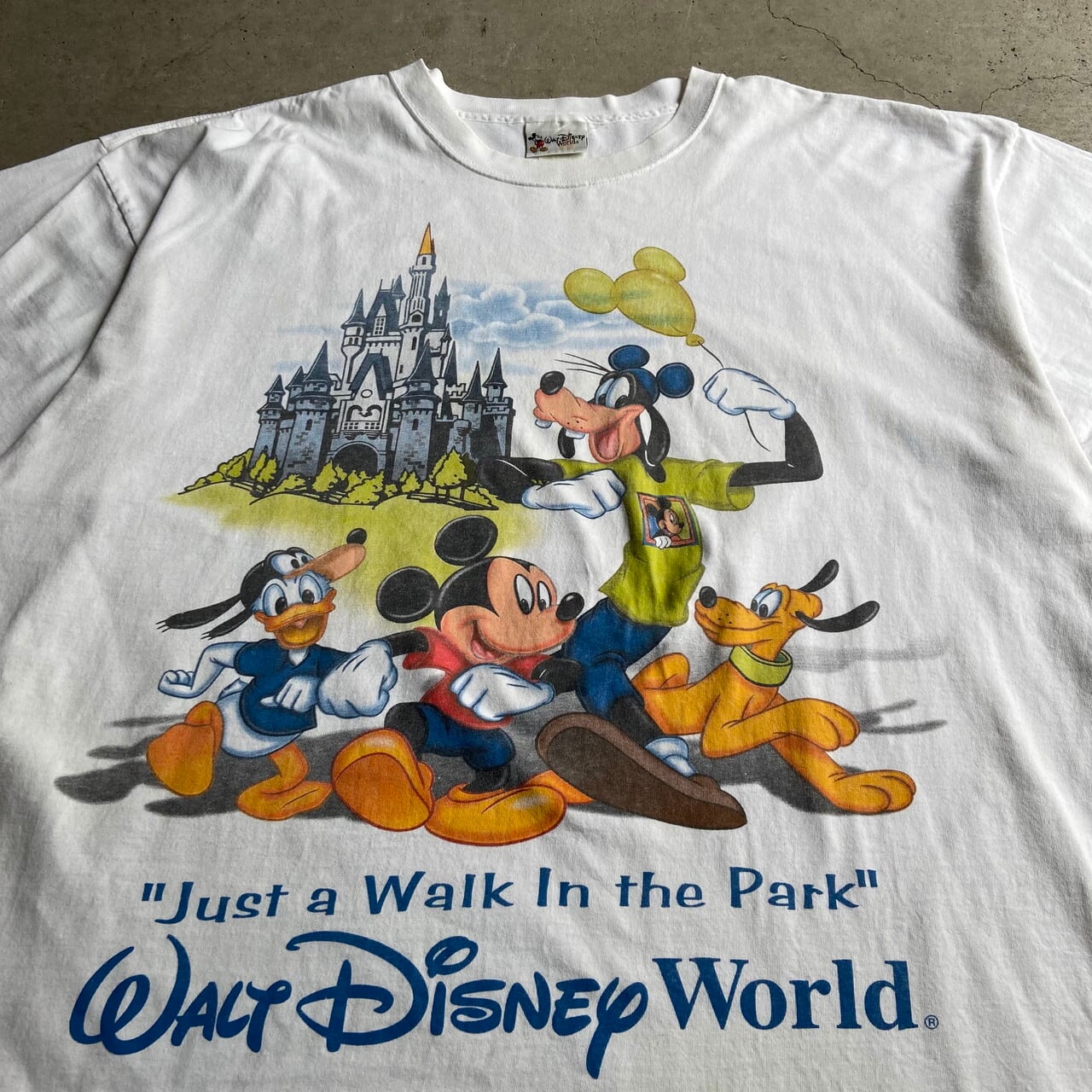 ビッグサイズ 90年代 USA製 Disney World ディズニーワールド ミッキーマウス キャラクタープリントTシャツ メンズ レディース  フリーサイズ 古着 90s ヴィンテージ ビンテージ ホワイト