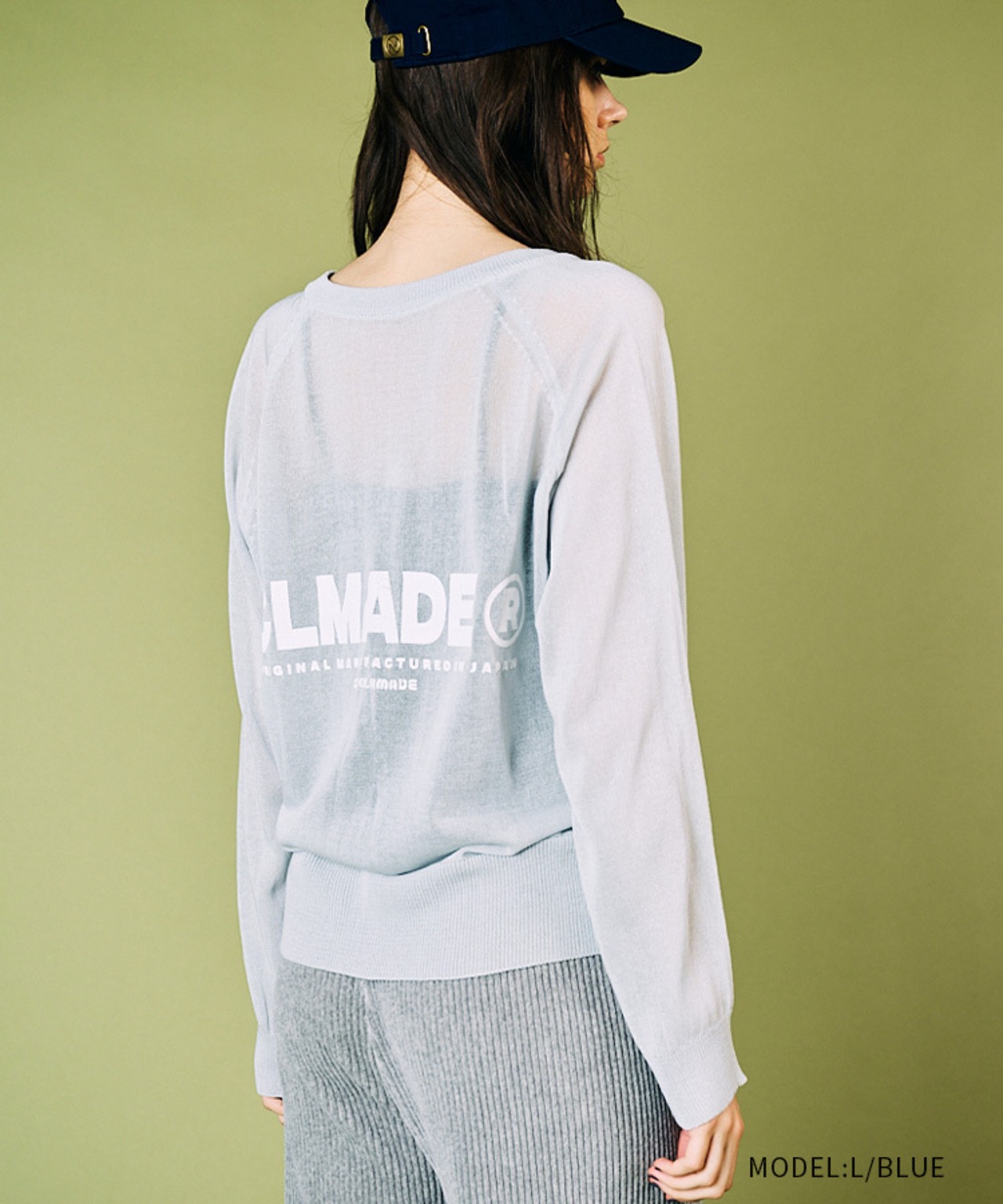 ロゴVネックシアーニットTOPS (L/BLUE)　CQ-49014