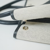 HERMES エルメス ガーデンパーティ 36 PM トワルアッシュ×レザー グレー×ブラック シルバー金具 ▢H(2004年) ハンドバッグ