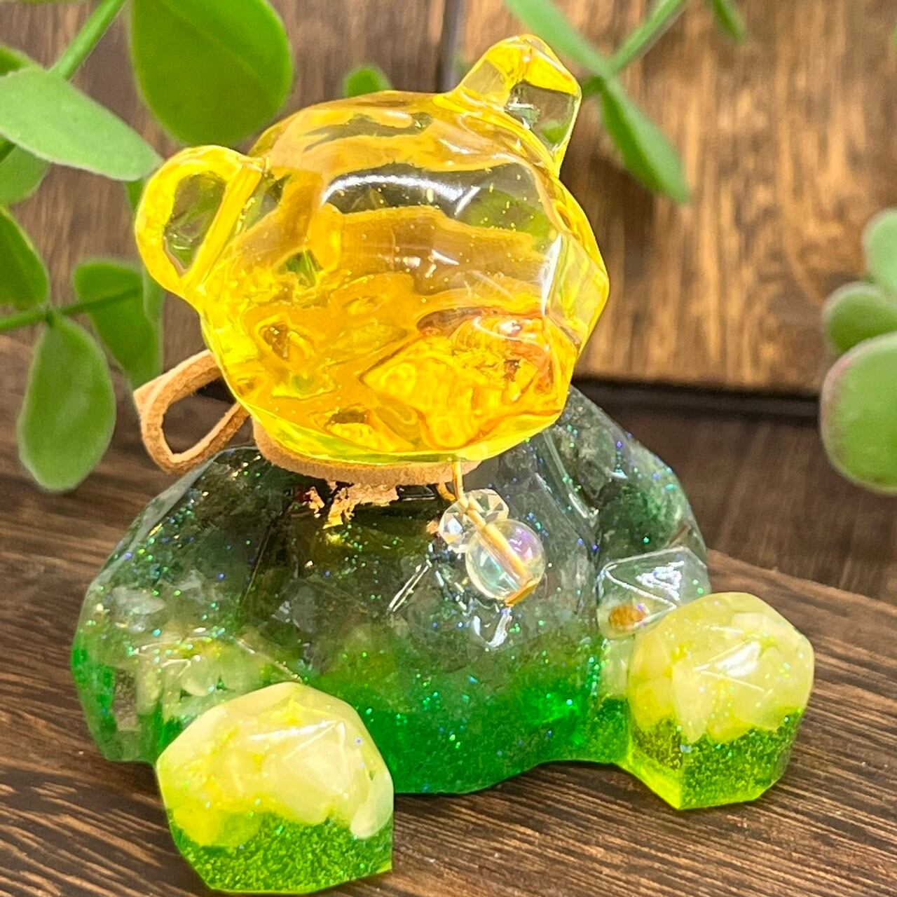 こぐまのオルゴナイト アベンチュリン&アラゴナイト 首飾り付き