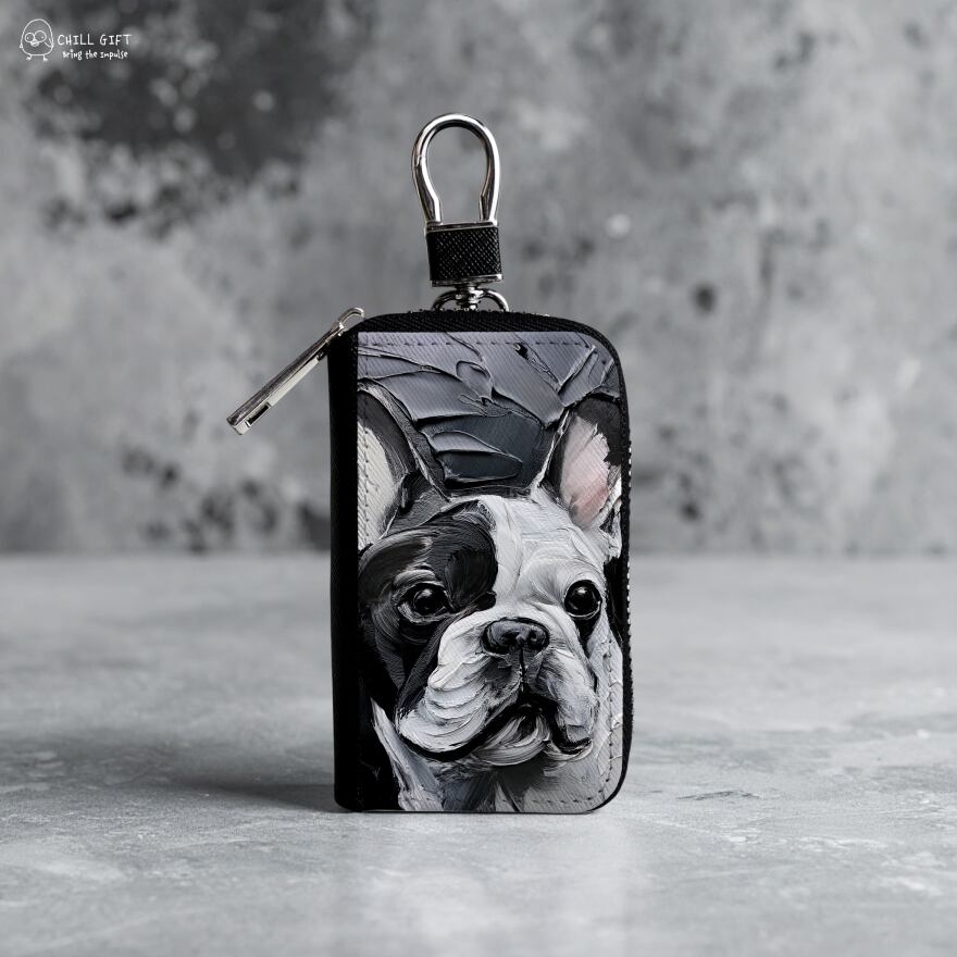 手のひらの中の絵画展~フレンチブルドッグ~ スマートキーケース メンズ キーカバー キーホルダー