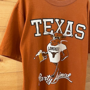 【MJ SOFFE COMPANY】80s USA製 プリント Tシャツ シングルステッチ イラスト ヴィンテージ Texas Mサイズ US古着 アメリカ古着