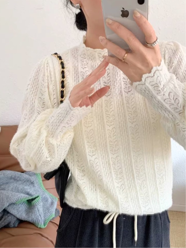 Lace Textured Knit Blouse