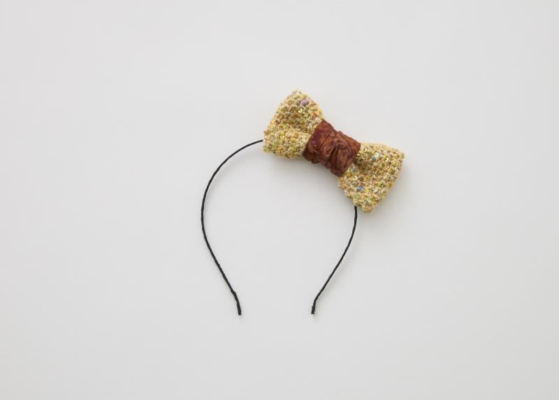 【 eLfin Folk 26AW 】 Tweed Ribbon Alisc Band / yellow