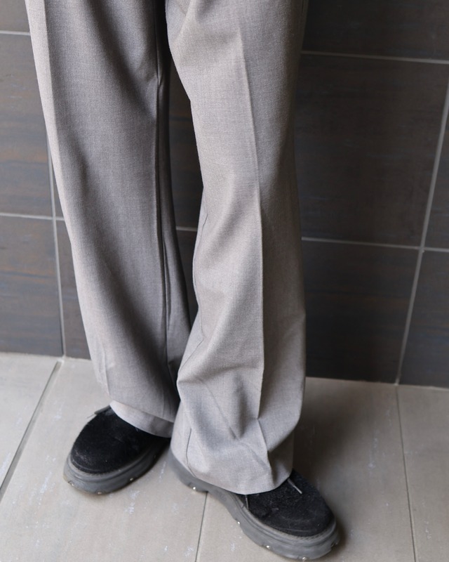 Gray wide straight slacks