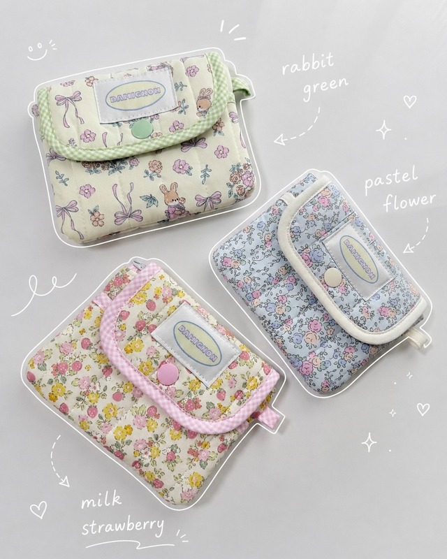 【即納】カードも小銭もこれひとつ♡｜花柄キルティング ミニウォレット