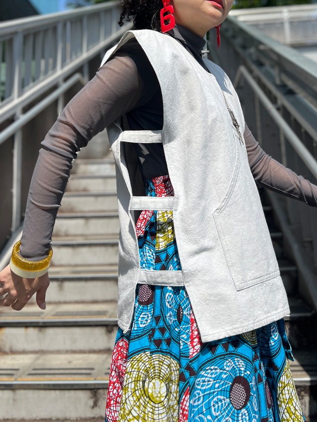 Vintage white denim Design pullover vest