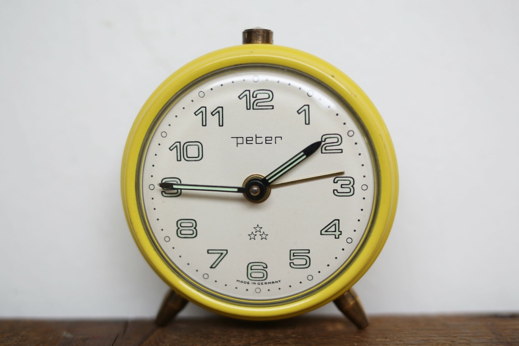 ドイツ アンティーク ヴィンテージ peter 目覚まし時計 (小型 黄色) N