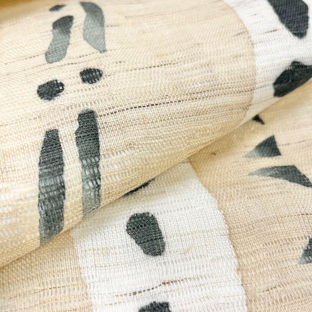 夏帯 名古屋帯 麻 抽象模様 鳥の子色 O-3727 | リユース着物わびさび 