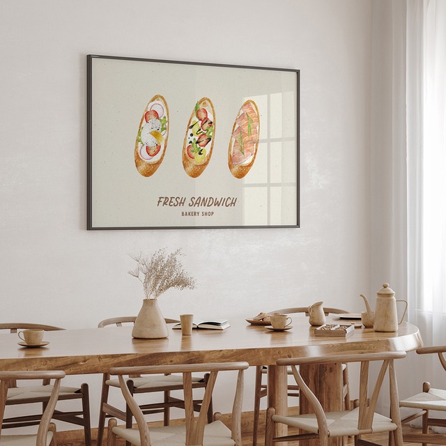 サンドイッチのポスター　/ i1270 / トマトやレタス、タマゴ、アボカドなど　キッチンポスター