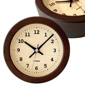 【在庫のみ】KATOMOKU Dual use clock 7 ブラウン km-132BRRC 掛け置き兼用 電波時計 連続秒針 直径15cm