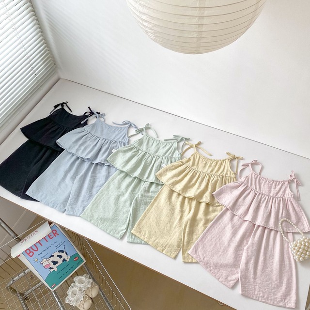 【セット】フロントボタンフリルキャミソールワイドパンツセットアップ - 14