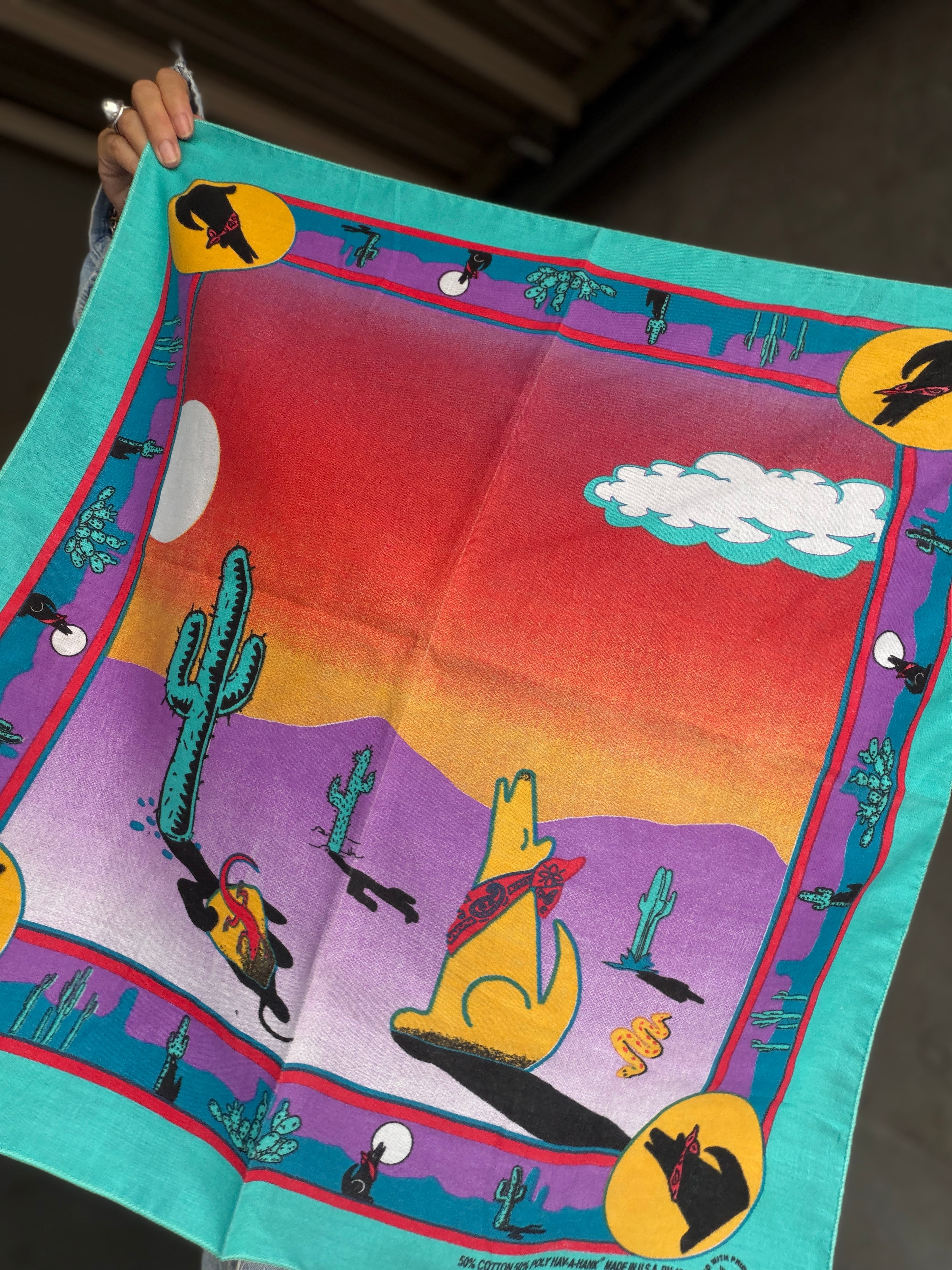(AC514) 80's HAV-A-HANK esert bandana made in USA