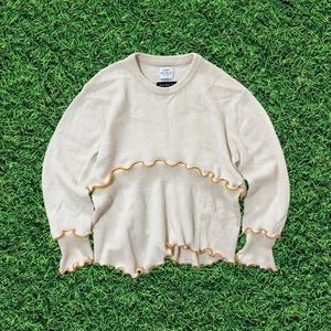 アシンメトリーオレンジmellow再構築リメイクニット ホワイト