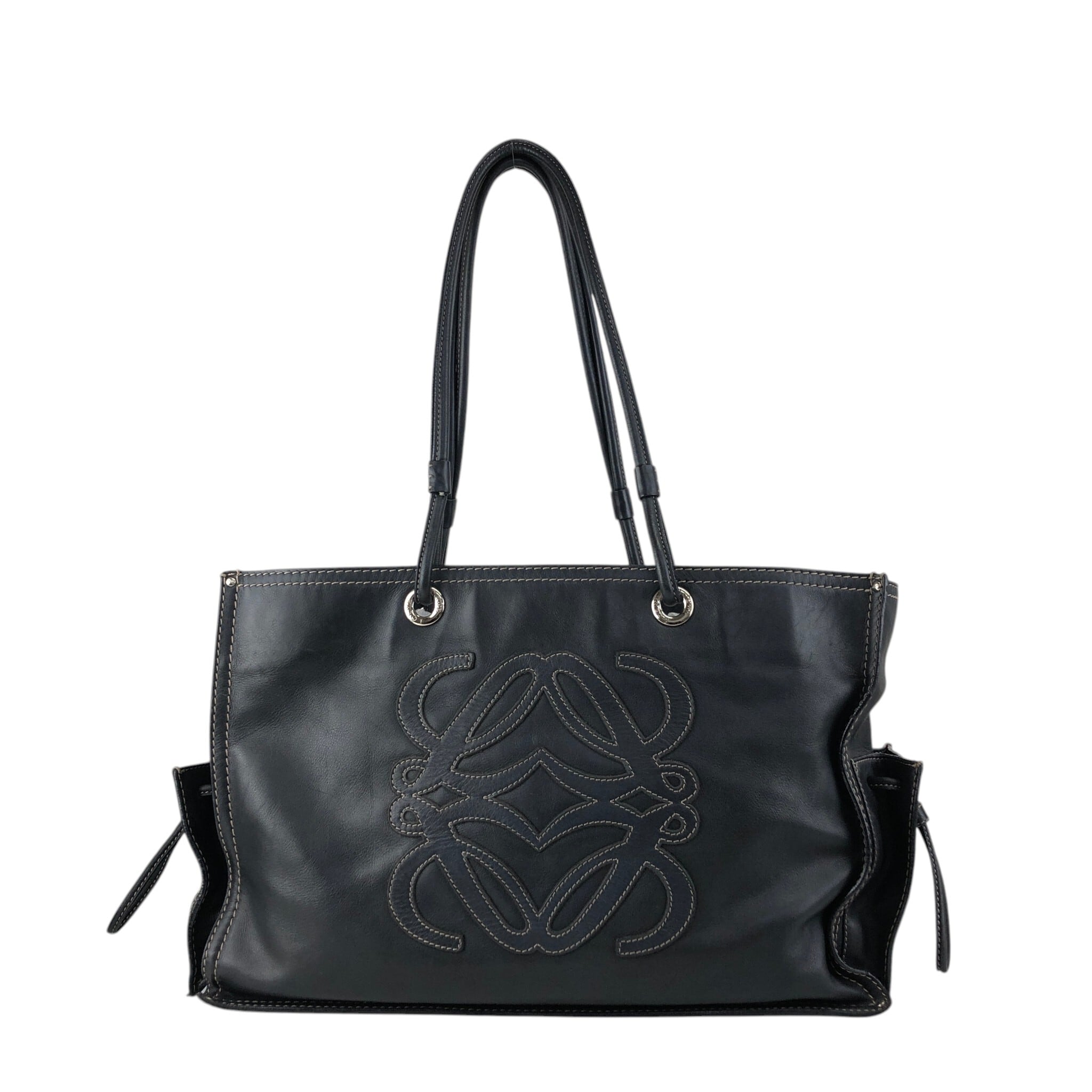 LOEWE ロエベ ハンドバッグ ブラック アナグラム レザー トートバッグ