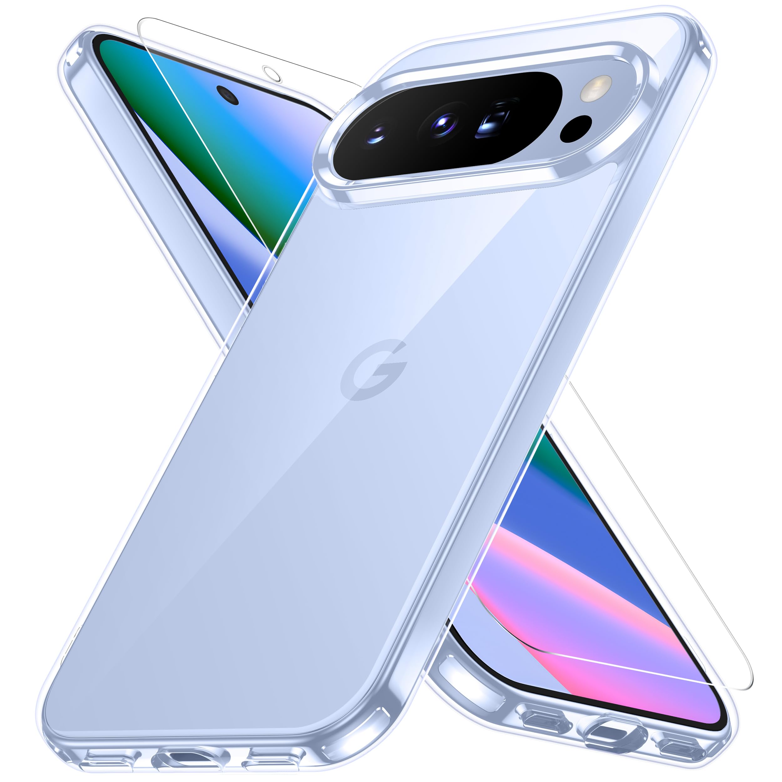 Google Pixel 10 / 10 pro用ケース クリア 黄変防止 グーグルピクセル10/10pro専用 耐衝撃 ガラスフイルム保護付き