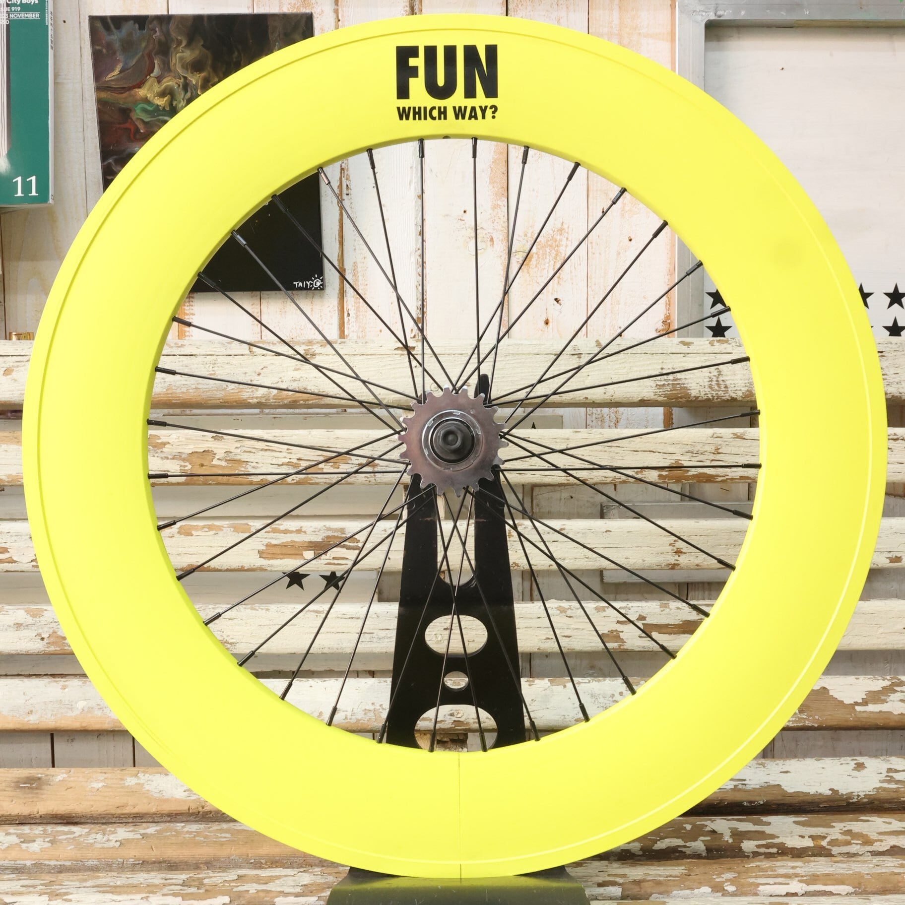 FUN 700C 90mm Deep rim wheel, Sunny pine】リアホイール ピスト 