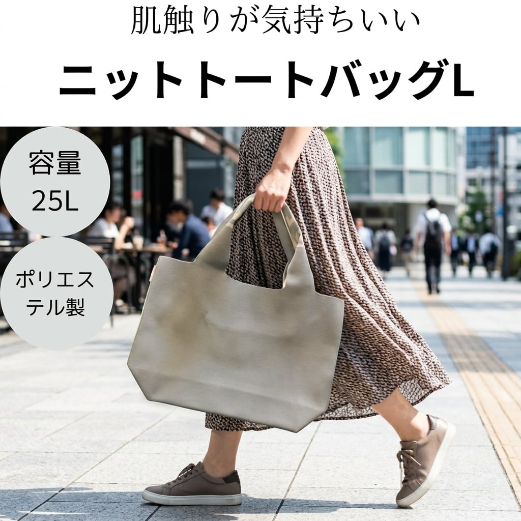 SLOWER ぺブル ニットバッグ ジーン L SW583 オリーブ|25L ニットトート 洗える 大容量