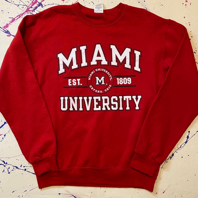 Jerzees MIAMI UNIVERSITY sweatshirt {ジャージーズ　コットンスエット　トレーナー　古着　used メンズ} ユニセックス