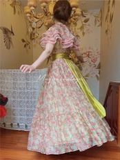 【0061】Vintage Flower Organza Short Sleeve Dress