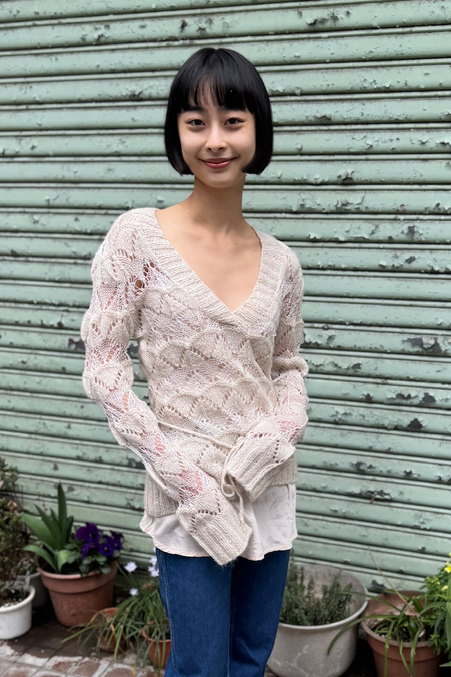 culture Vネックニットチュニック