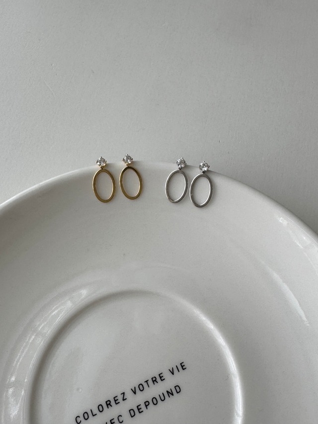 (即納) Fil. / Ovel swing hoop pierce | 2color