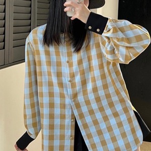 配色ルーズシルエットチェックシャツ　A1623