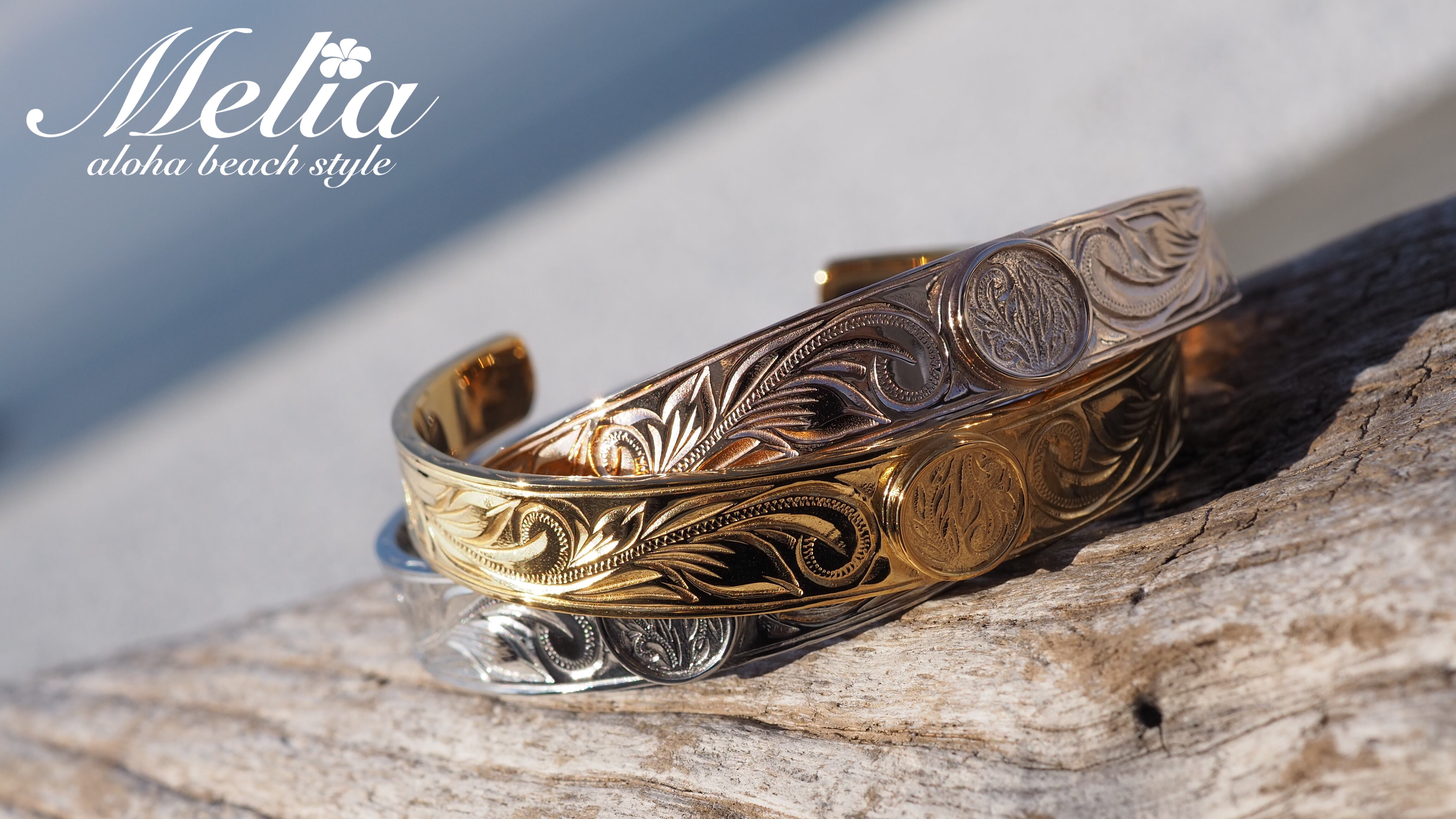 刻印可能》Round bangle Melia hawaiian jewelry バングル Round Bangle ラウンドバングル