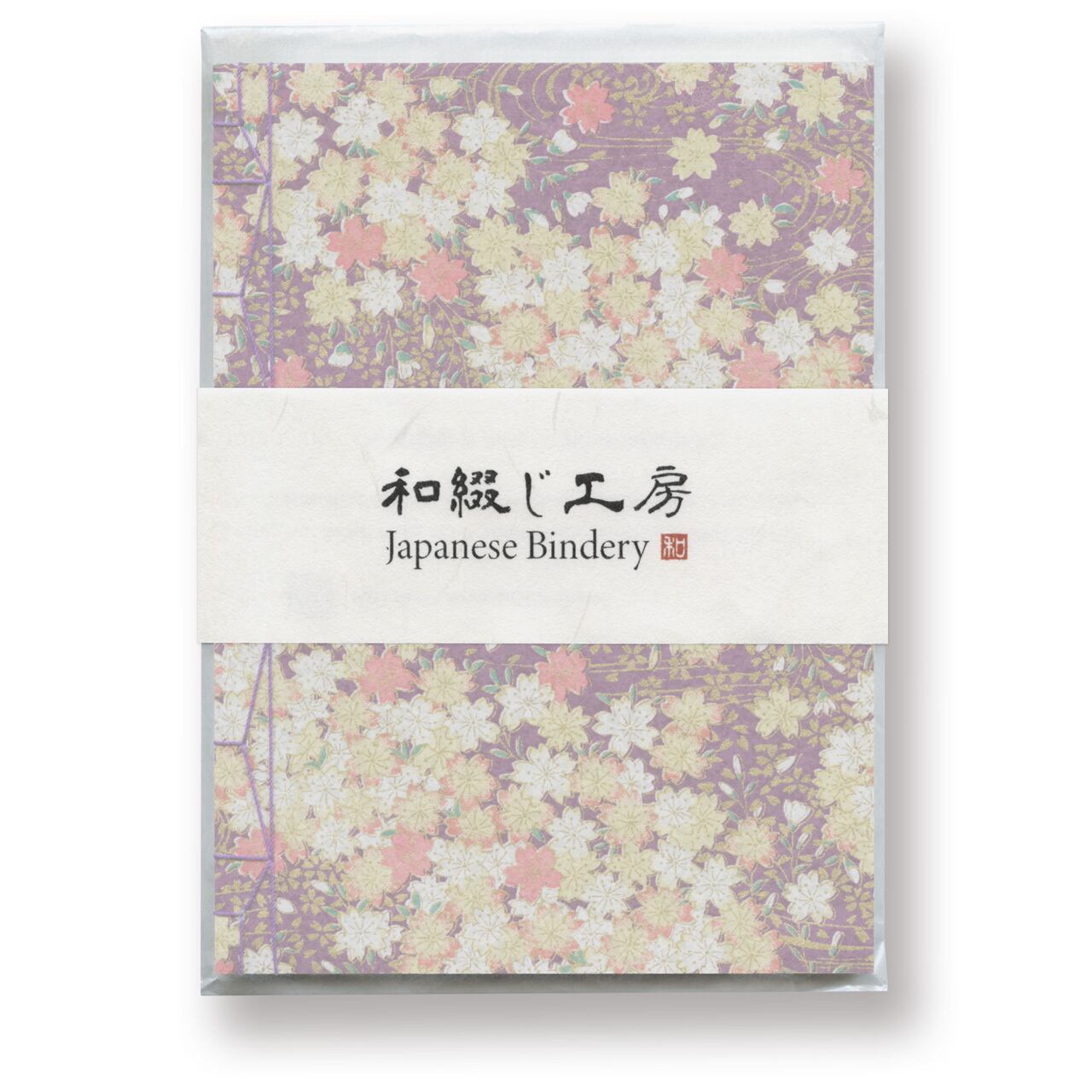 水面に桜 —Purple background with golden water surface and cherry