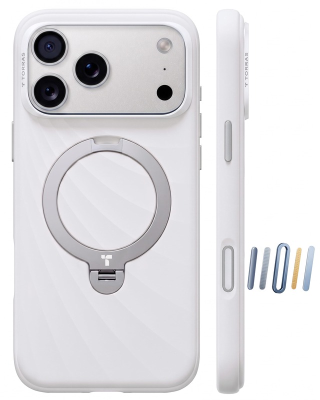 TORRAS iPhone 18 ProMax/17 ProMax用 ケース シリコン MagSafe対応 Ostand Q3 Wind ホワイト