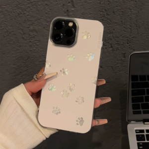 iPhone16 Pro Maxケース 肉球模様 かわいい iPhone16 Proケース ホワイト シンプル iPhone15 14Pro保護ケース 犬 足跡 iPhone13 12 11Pro Maxケース レーザー光 上品 おしゃれ スリム ソフトケース