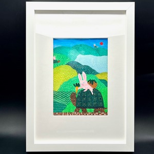 【あべせいじ】絵画「ウサギとカメ」